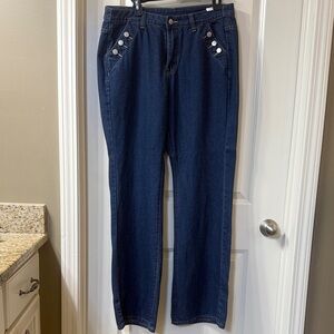 SHEIN Dark Blue Straight Leg Jeans